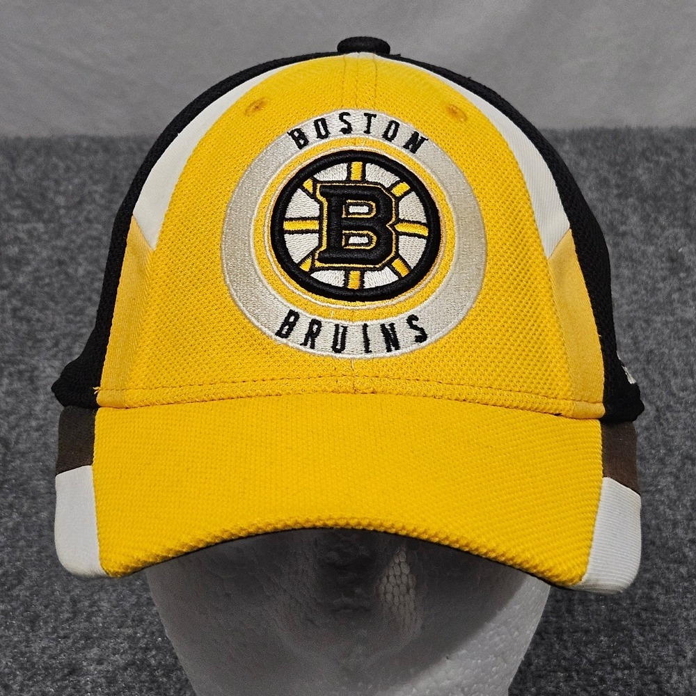 Boston Bruins Adidas Hat L XL Yellow Black NHL Stretch Fanwear Hockey Cap Y2K